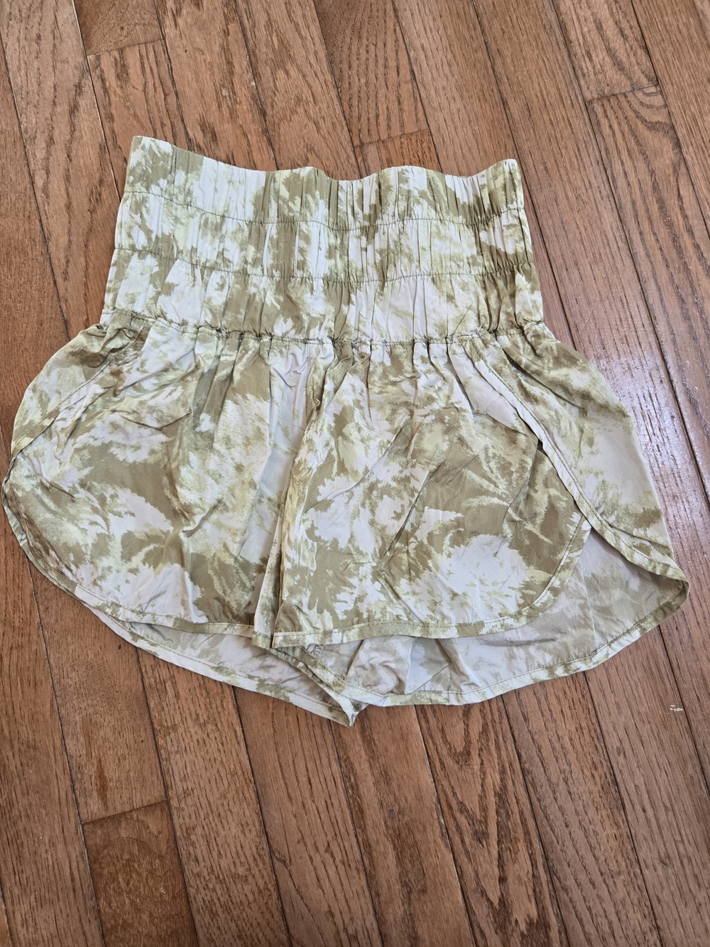 FP Movement by Free People Olive Tie-Dye High-Waist Athletic Shorts